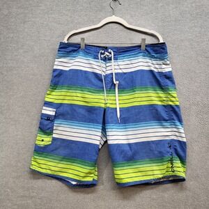 O'Neill Men Swimwear 36 Blue Striped Board Shorts Cargo Surf